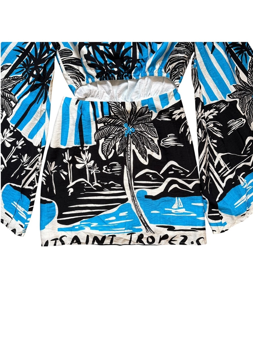 Seven Wonders Isla Mini Dress Tropez Blue Size XS Cutout Back Vacation Resort - Picture 12 of 16